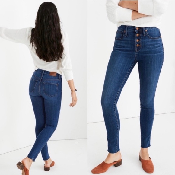 Madewell Button Front 9” Mid Rise Skinny Jean - Picture 1 of 12